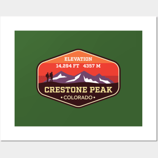 Crestone Peak Colorado - 14ers Mountain Climbing Badge Posters and Art